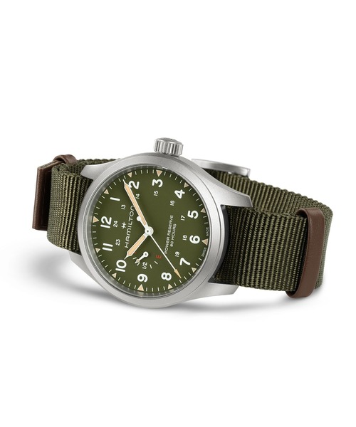 HAMILTON（ハミルトン）の「HAMILTON [ハミルトン] 腕時計 Khaki Field （カーキ フィールド） Power Reserve メカニカル 機械式 40MM グリーン×グリーン（アナログ腕時計・メンズ・グリーン・FREE）」の3枚目の写真