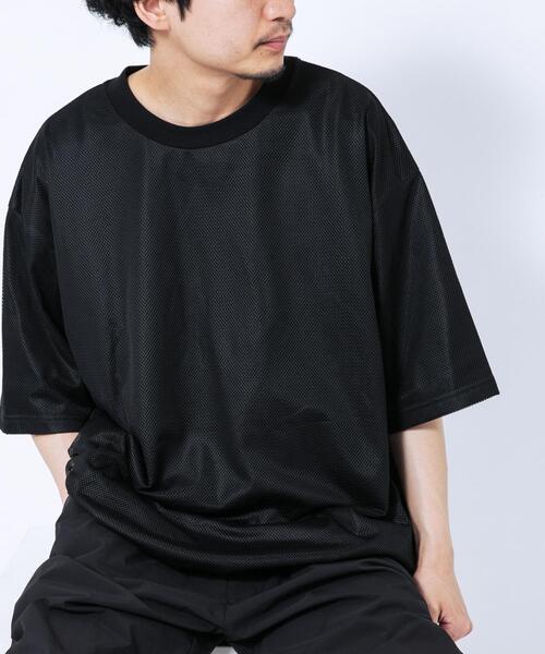 EKAL(エカル)の「『UR TECH ひやサラクール』メッシュレイヤードTシャツ(Tシャツ/カットソー・メンズ・ホワイト/ブラック・MEDIUM/LARGE)」の1枚目の写真