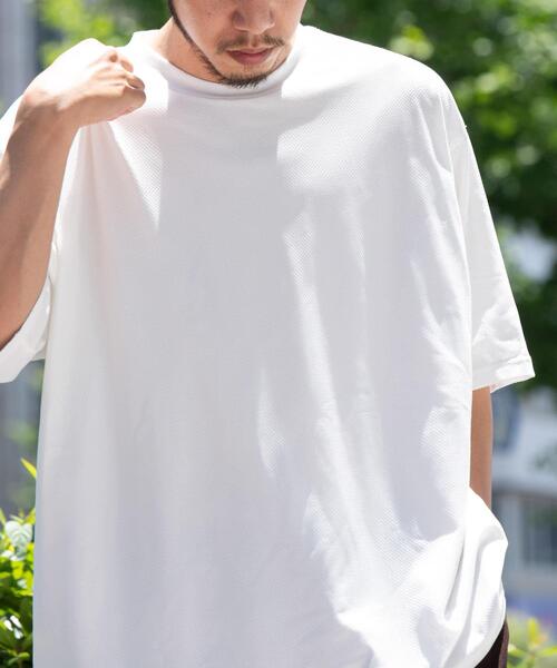 EKAL(エカル)の「『UR TECH ひやサラクール』メッシュレイヤードTシャツ(Tシャツ/カットソー・メンズ・ホワイト/ブラック・MEDIUM/LARGE)」の6枚目の写真