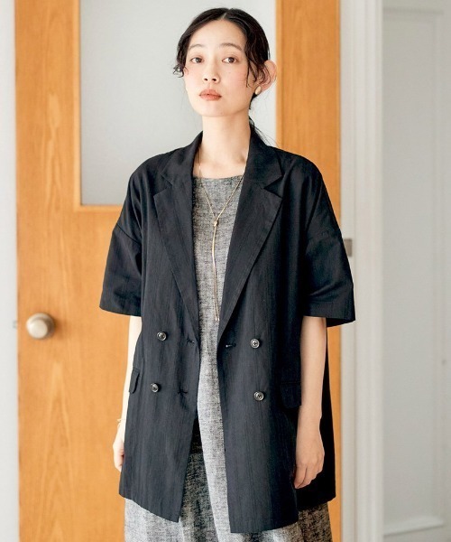 and myera(アンド マイラ)の「and myera よき日のジャケット(テーラードジャケット・レディース・カーキ/ブラック・M/L/LL)」の1枚目の写真