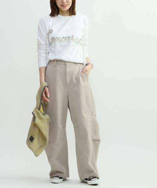 CONVERSE TOKYO(コンバーストウキョウ)の「VINTAGE-LIKE BARREL LEG PANTS(その他パンツ・レディース・ベージュ/ブラック・SMALL/MEDIUM)」の9枚目の写真