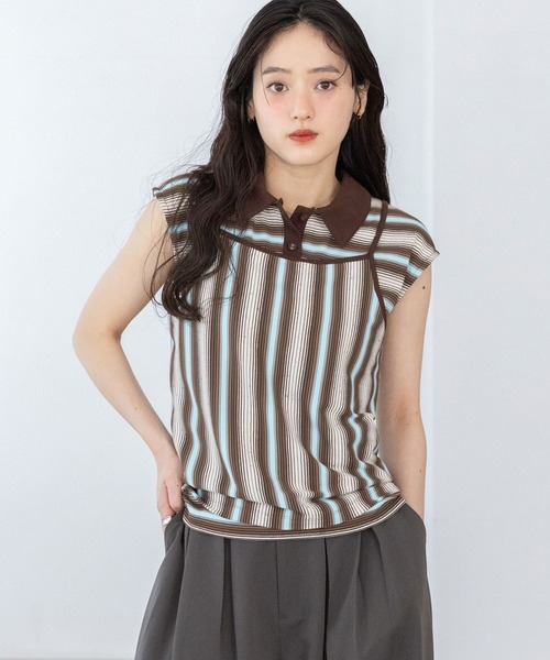 RAGEBLUE(レイジブルー)の「MULTIWAY/キャミセットポロ2P(Tシャツ/カットソー・レディース・ブラウン系/レッド系・FREE)」の2枚目の写真
