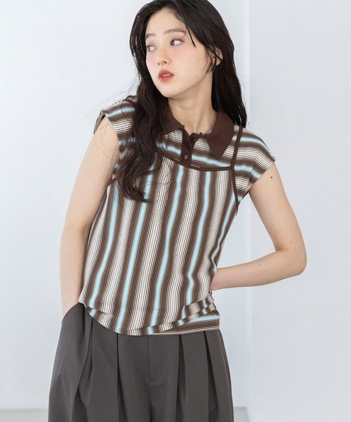 RAGEBLUE(レイジブルー)の「MULTIWAY/キャミセットポロ2P(Tシャツ/カットソー・レディース・ブラウン系/レッド系・FREE)」の18枚目の写真