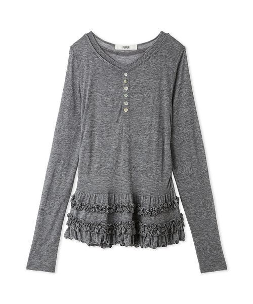 FURFUR(ファーファー)の「裾フリルジャージートップス(Tシャツ/カットソー・レディース・ホワイト/グレー/ミント/その他/レッド・F)」の3枚目の写真