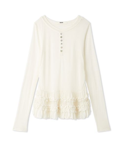 FURFUR(ファーファー)の「裾フリルジャージートップス(Tシャツ/カットソー・レディース・ホワイト/グレー/ミント/その他/レッド・F)」の2枚目の写真