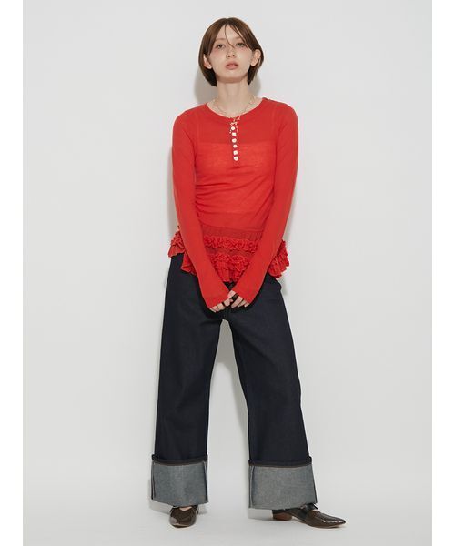 FURFUR(ファーファー)の「裾フリルジャージートップス(Tシャツ/カットソー・レディース・ホワイト/グレー/ミント/その他/レッド・F)」の18枚目の写真