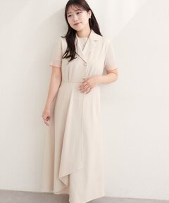 セール】〈canami〉配色ステッチラッフル袖ワンピース（ワンピース