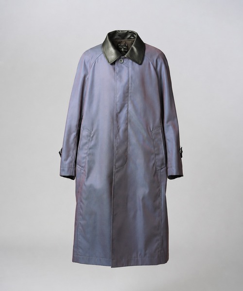 MAISON SPECIAL(メゾンスペシャル)の「《UNISEX》120/2/2 Suvin Cotton Gabardine Prime-Over Leather Collar Balmacaan Coat/スビンコットンギャバジンプライムオーバー衿レザーステンカラーコート【MAISON SPECIAL/メゾンスペシャル】■セットアップ対応■(ステンカラーコート・メンズ・ブラック/ブルー/チャコールグレー/カーキ・2/1/0)」の4枚目の写真