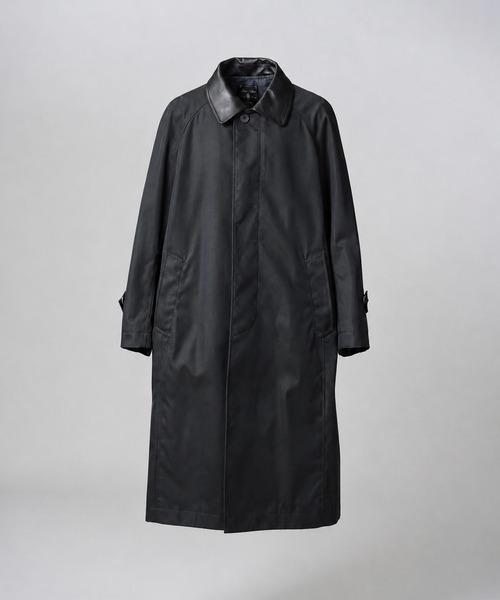 MAISON SPECIAL(メゾンスペシャル)の「《UNISEX》120/2/2 Suvin Cotton Gabardine Prime-Over Leather Collar Balmacaan Coat/スビンコットンギャバジンプライムオーバー衿レザーステンカラーコート【MAISON SPECIAL/メゾンスペシャル】■セットアップ対応■(ステンカラーコート・メンズ・ブラック/ブルー/チャコールグレー/カーキ・2/1/0)」の2枚目の写真