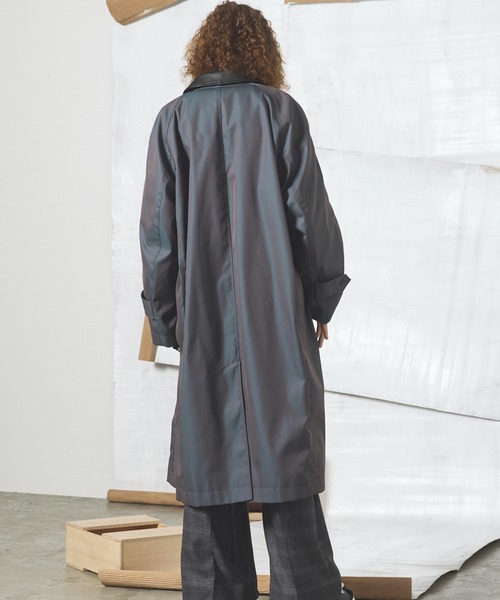 MAISON SPECIAL(メゾンスペシャル)の「《UNISEX》120/2/2 Suvin Cotton Gabardine Prime-Over Leather Collar Balmacaan Coat/スビンコットンギャバジンプライムオーバー衿レザーステンカラーコート【MAISON SPECIAL/メゾンスペシャル】■セットアップ対応■(ステンカラーコート・メンズ・ブラック/ブルー/チャコールグレー/カーキ・2/1/0)」の20枚目の写真