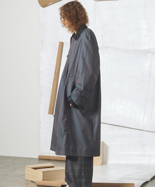 MAISON SPECIAL(メゾンスペシャル)の「《UNISEX》120/2/2 Suvin Cotton Gabardine Prime-Over Leather Collar Balmacaan Coat/スビンコットンギャバジンプライムオーバー衿レザーステンカラーコート【MAISON SPECIAL/メゾンスペシャル】■セットアップ対応■(ステンカラーコート・メンズ・ブラック/ブルー/チャコールグレー/カーキ・2/1/0)」の19枚目の写真