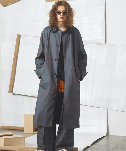 MAISON SPECIAL(メゾンスペシャル)の「《UNISEX》120/2/2 Suvin Cotton Gabardine Prime-Over Leather Collar Balmacaan Coat/スビンコットンギャバジンプライムオーバー衿レザーステンカラーコート【MAISON SPECIAL/メゾンスペシャル】■セットアップ対応■(ステンカラーコート・メンズ・ブラック/ブルー/チャコールグレー/カーキ・2/1/0)」の18枚目の写真