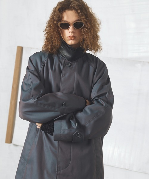 MAISON SPECIAL(メゾンスペシャル)の「《UNISEX》120/2/2 Suvin Cotton Gabardine Prime-Over Leather Collar Balmacaan Coat/スビンコットンギャバジンプライムオーバー衿レザーステンカラーコート【MAISON SPECIAL/メゾンスペシャル】■セットアップ対応■(ステンカラーコート・メンズ・ブラック/ブルー/チャコールグレー/カーキ・2/1/0)」の22枚目の写真