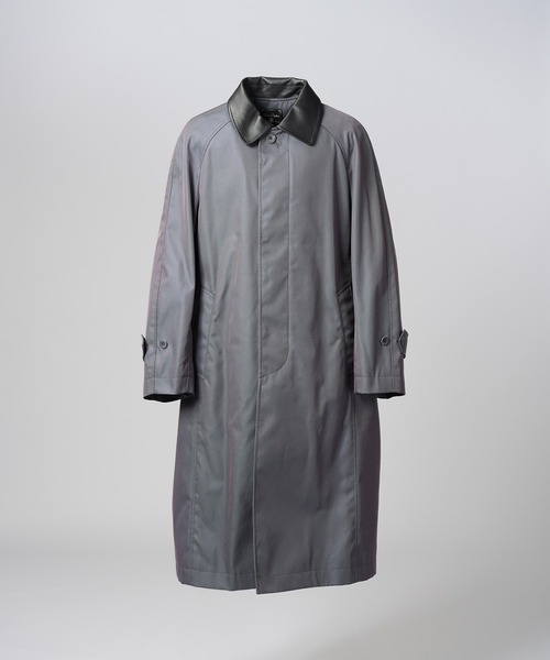 MAISON SPECIAL(メゾンスペシャル)の「《UNISEX》120/2/2 Suvin Cotton Gabardine Prime-Over Leather Collar Balmacaan Coat/スビンコットンギャバジンプライムオーバー衿レザーステンカラーコート【MAISON SPECIAL/メゾンスペシャル】■セットアップ対応■(ステンカラーコート・メンズ・ブラック/ブルー/チャコールグレー/カーキ・2/1/0)」の6枚目の写真