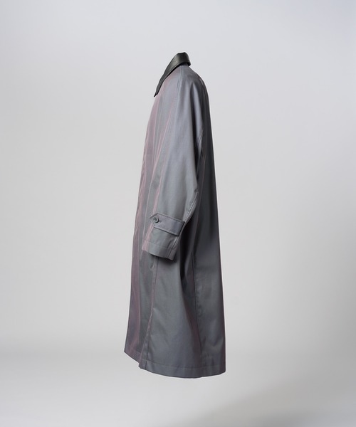 MAISON SPECIAL(メゾンスペシャル)の「《UNISEX》120/2/2 Suvin Cotton Gabardine Prime-Over Leather Collar Balmacaan Coat/スビンコットンギャバジンプライムオーバー衿レザーステンカラーコート【MAISON SPECIAL/メゾンスペシャル】■セットアップ対応■(ステンカラーコート・メンズ・ブラック/ブルー/チャコールグレー/カーキ・2/1/0)」の7枚目の写真