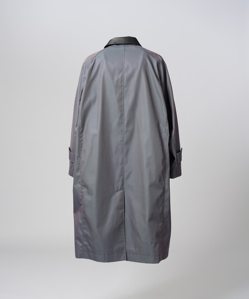 MAISON SPECIAL(メゾンスペシャル)の「《UNISEX》120/2/2 Suvin Cotton Gabardine Prime-Over Leather Collar Balmacaan Coat/スビンコットンギャバジンプライムオーバー衿レザーステンカラーコート【MAISON SPECIAL/メゾンスペシャル】■セットアップ対応■(ステンカラーコート・メンズ・ブラック/ブルー/チャコールグレー/カーキ・2/1/0)」の8枚目の写真