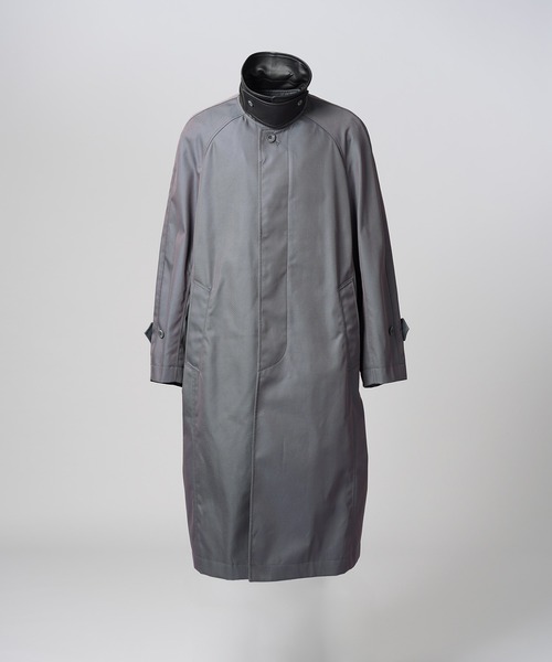 MAISON SPECIAL(メゾンスペシャル)の「《UNISEX》120/2/2 Suvin Cotton Gabardine Prime-Over Leather Collar Balmacaan Coat/スビンコットンギャバジンプライムオーバー衿レザーステンカラーコート【MAISON SPECIAL/メゾンスペシャル】■セットアップ対応■(ステンカラーコート・メンズ・ブラック/ブルー/チャコールグレー/カーキ・2/1/0)」の9枚目の写真