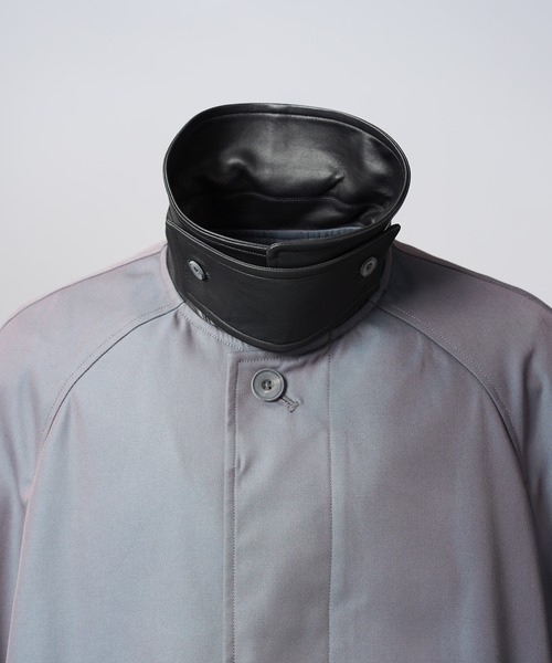 MAISON SPECIAL(メゾンスペシャル)の「《UNISEX》120/2/2 Suvin Cotton Gabardine Prime-Over Leather Collar Balmacaan Coat/スビンコットンギャバジンプライムオーバー衿レザーステンカラーコート【MAISON SPECIAL/メゾンスペシャル】■セットアップ対応■(ステンカラーコート・メンズ・ブラック/ブルー/チャコールグレー/カーキ・2/1/0)」の11枚目の写真