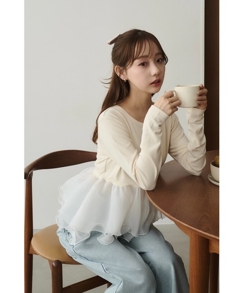 moi tytto(モイテュット)の「ボリュームフリル付きカットソー(Tシャツ/カットソー・レディース・ブラック/アイボリー・FREE)」の20枚目の写真
