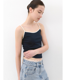 COLOR POINT SLEEVELESS KNIT TOP (T-7261)