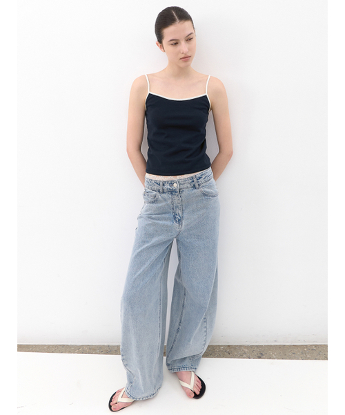 ATELIER NAIN(アトリエナイン)の「COLOR POINT SLEEVELESS KNIT TOP (T-7261)(Tシャツ/カットソー・レディース・ネイビー・XS-S/M-L)」の2枚目の写真
