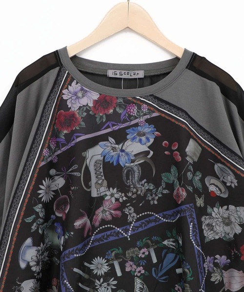 iS ScoLar(イズスカラー)の「562257:スカーフ柄アップリケプルオーバー(Tシャツ/カットソー・レディース・アイボリー/ブラック/チャコールグレー・M)」の20枚目の写真