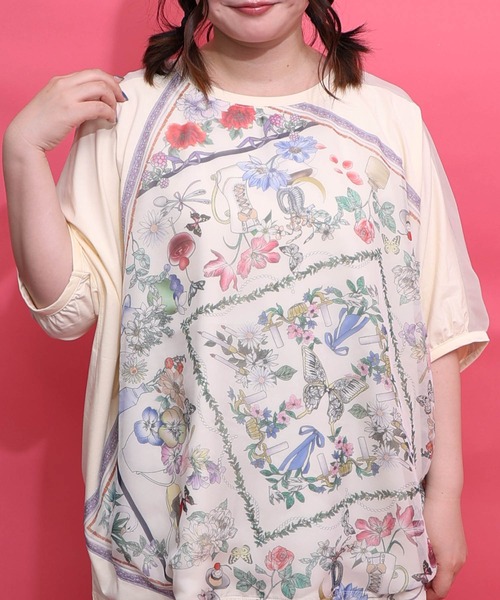 iS ScoLar(イズスカラー)の「562257:スカーフ柄アップリケプルオーバー(Tシャツ/カットソー・レディース・アイボリー/ブラック/チャコールグレー・M)」の12枚目の写真