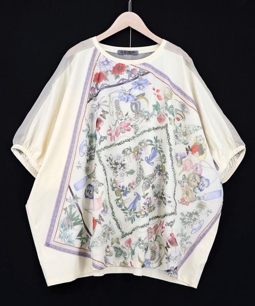 iS ScoLar(イズスカラー)の「562257:スカーフ柄アップリケプルオーバー(Tシャツ/カットソー・レディース・アイボリー/ブラック/チャコールグレー・M)」の17枚目の写真