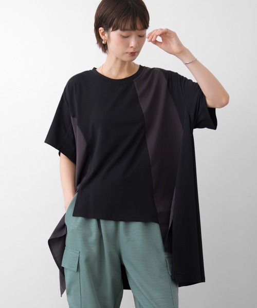 Bou Jeloud(ブージュルード)の「異素材切替チュニック(チュニック・レディース・チャコールグレー/ブラック/オフホワイト・FREE)」の10枚目の写真