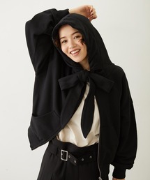 BIG RIBBON SWEAT ZIP HOODIE