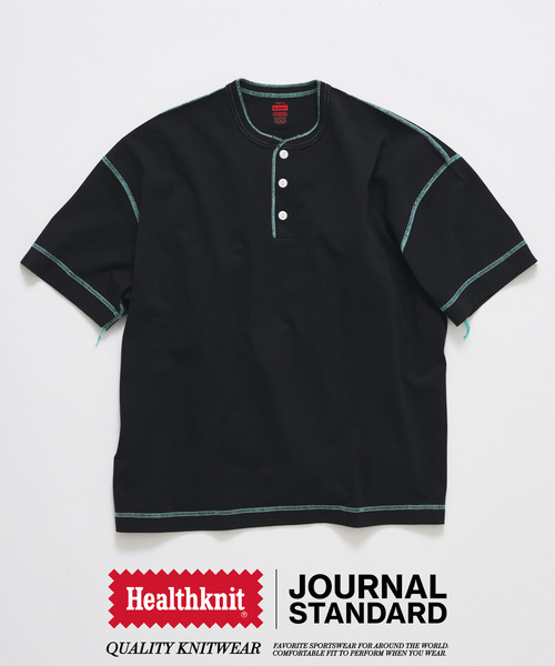 Healthknit（ヘルスニット）の「Healthknit / ヘルスニット 別注 ヘンリーネックTシャツ（Tシャツ/カットソー・メンズ・ネイビー/ホワイト/ブラック/ホワイト×ホワイト・MEDIUM/LARGE）」の4枚目の写真