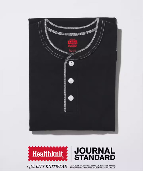 Healthknit（ヘルスニット）の「Healthknit / ヘルスニット 別注 ヘンリーネックTシャツ（Tシャツ/カットソー・メンズ・ネイビー/ホワイト/ブラック/ホワイト×ホワイト・MEDIUM/LARGE）」の5枚目の写真