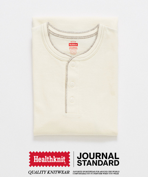 Healthknit（ヘルスニット）の「Healthknit / ヘルスニット 別注 ヘンリーネックTシャツ（Tシャツ/カットソー・メンズ・ネイビー/ホワイト/ブラック/ホワイト×ホワイト・MEDIUM/LARGE）」の7枚目の写真