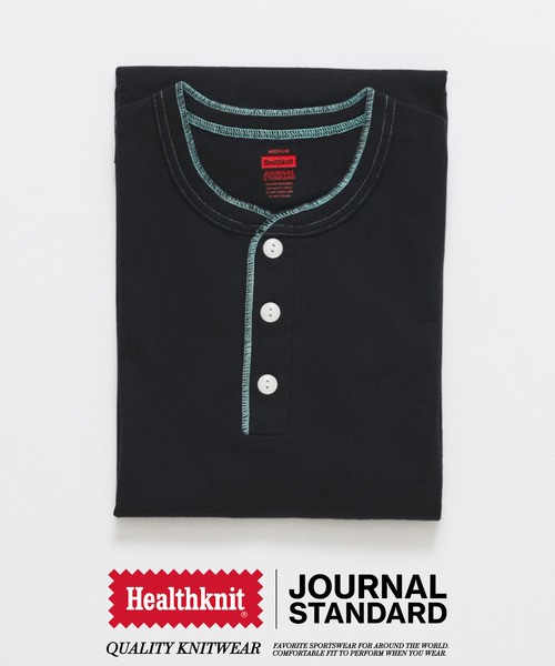 Healthknit（ヘルスニット）の「Healthknit / ヘルスニット 別注 ヘンリーネックTシャツ（Tシャツ/カットソー・メンズ・ネイビー/ホワイト/ブラック/ホワイト×ホワイト・MEDIUM/LARGE）」の8枚目の写真