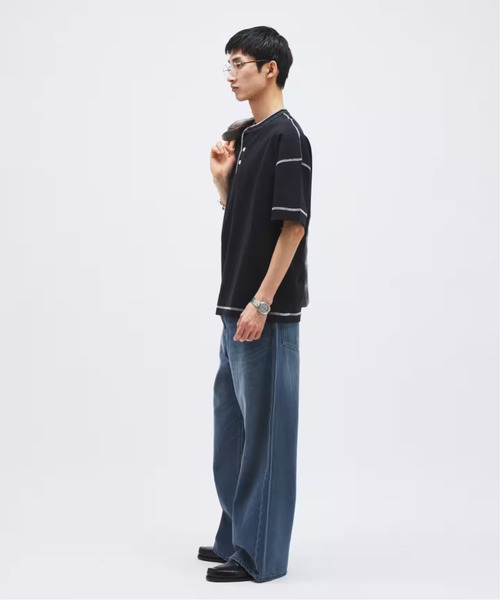 Healthknit（ヘルスニット）の「Healthknit / ヘルスニット 別注 ヘンリーネックTシャツ（Tシャツ/カットソー・メンズ・ネイビー/ホワイト/ブラック/ホワイト×ホワイト・MEDIUM/LARGE）」の10枚目の写真