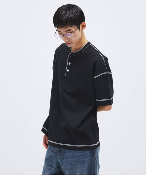 Healthknit（ヘルスニット）の「Healthknit / ヘルスニット 別注 ヘンリーネックTシャツ（Tシャツ/カットソー・メンズ・ネイビー/ホワイト/ブラック/ホワイト×ホワイト・MEDIUM/LARGE）」の12枚目の写真