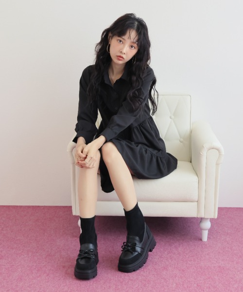 VIVIAN(ヴィヴィアン)の「厚底ダブルリボンドッキングローファーブーツ ZOZOTOWN+オフィシャルサイト限定商品(ブーツ・レディース・ブラック/ダークブラウン・S/L/M)」の16枚目の写真