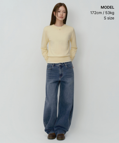 MUSINSA STANDARD WOMAN（ムシンサスタンダードウーマン）の「ウィメンズエッセンシャルラウンドネックニット[バタークリーム]（ニット/セーター・レディース・その他・LARGE/MEDIUM/SMALL/X-SMALL）」の3枚目の写真