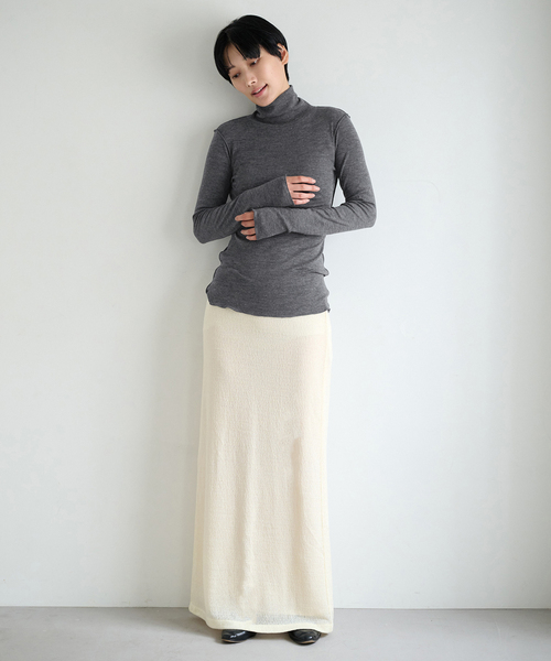 EMILY WEEK（エミリーウィーク）の「Super120's ウールタートルプルオーバー（Tシャツ/カットソー・レディース・チャコールグレー/ホワイト/ボルドー・FREE）」の4枚目の写真
