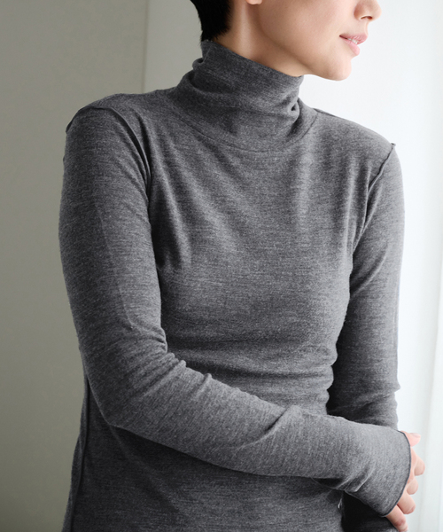 EMILY WEEK（エミリーウィーク）の「Super120's ウールタートルプルオーバー（Tシャツ/カットソー・レディース・チャコールグレー/ホワイト/ボルドー・FREE）」の10枚目の写真