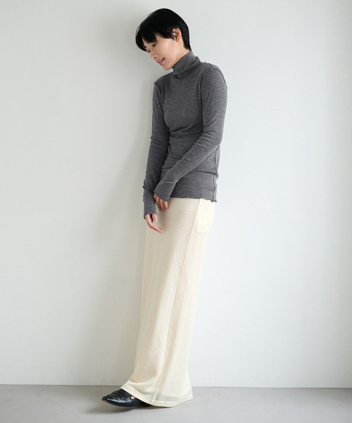 EMILY WEEK（エミリーウィーク）の「Super120's ウールタートルプルオーバー（Tシャツ/カットソー・レディース・チャコールグレー/ホワイト/ボルドー・FREE）」の15枚目の写真