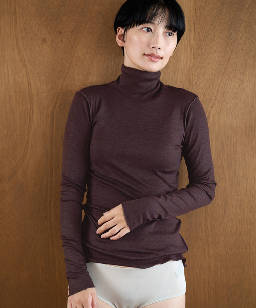 EMILY WEEK（エミリーウィーク）の「Super120's ウールタートルプルオーバー（Tシャツ/カットソー・レディース・チャコールグレー/ホワイト/ボルドー・FREE）」の18枚目の写真
