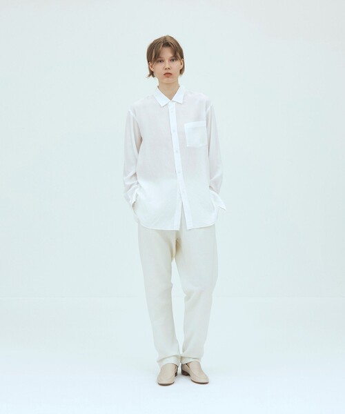 GALERIE VIE(ギャルリー ヴィー)の「クランプルブロード レギュラーカラーシャツ(シャツ/ブラウス・レディース・ホワイト/ライトブルー/ブルー系その他・FREE)」の4枚目の写真