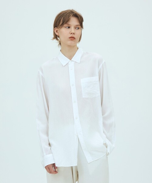GALERIE VIE(ギャルリー ヴィー)の「クランプルブロード レギュラーカラーシャツ(シャツ/ブラウス・レディース・ホワイト/ライトブルー/ブルー系その他・FREE)」の5枚目の写真