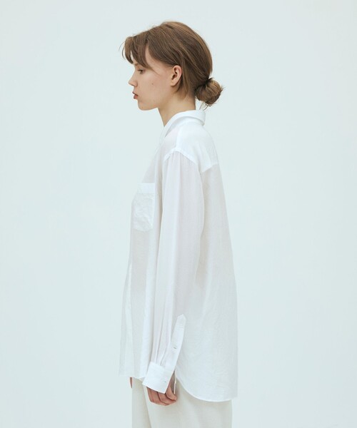 GALERIE VIE(ギャルリー ヴィー)の「クランプルブロード レギュラーカラーシャツ(シャツ/ブラウス・レディース・ホワイト/ライトブルー/ブルー系その他・FREE)」の6枚目の写真