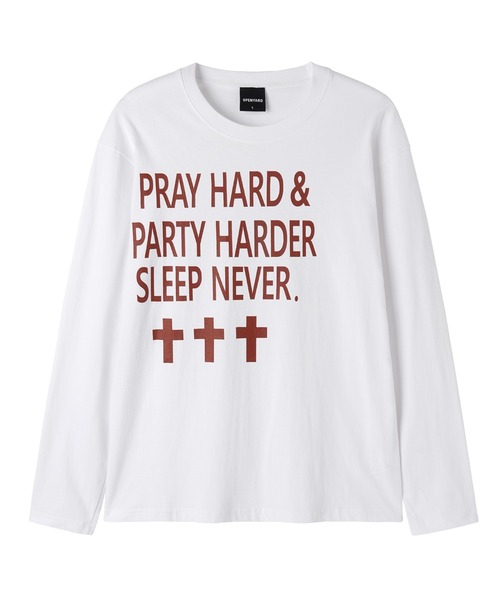 Openyard(オープンヤード)の「『Openyard/オープンヤード』PRAY HARD LONG SLEEVE TEE/プレイハード長袖Tシャツ(Tシャツ/カットソー・レディース・ホワイト/ブラック・L/M/S)」の18枚目の写真