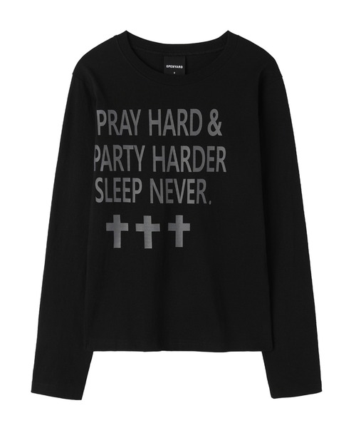 Openyard(オープンヤード)の「『Openyard/オープンヤード』PRAY HARD LONG SLEEVE TEE/プレイハード長袖Tシャツ(Tシャツ/カットソー・レディース・ホワイト/ブラック・L/M/S)」の11枚目の写真