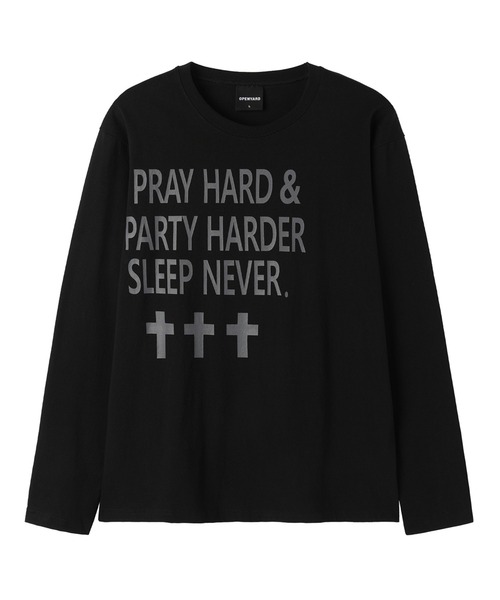 Openyard(オープンヤード)の「『Openyard/オープンヤード』PRAY HARD LONG SLEEVE TEE/プレイハード長袖Tシャツ(Tシャツ/カットソー・レディース・ホワイト/ブラック・L/M/S)」の13枚目の写真
