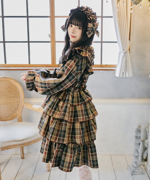 kutir(クティール)の「【クティールとレトロ】チェックフリルエプロン(その他トップス・レディース・ブルー/ブラウン/イエロー/ピンク/グリーン/レッド/パープル・FREE)」の13枚目の写真