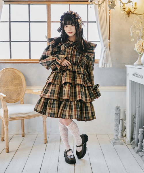 kutir(クティール)の「【クティールとレトロ】チェックフリルエプロン(その他トップス・レディース・ブルー/ブラウン/イエロー/ピンク/グリーン/レッド/パープル・FREE)」の16枚目の写真